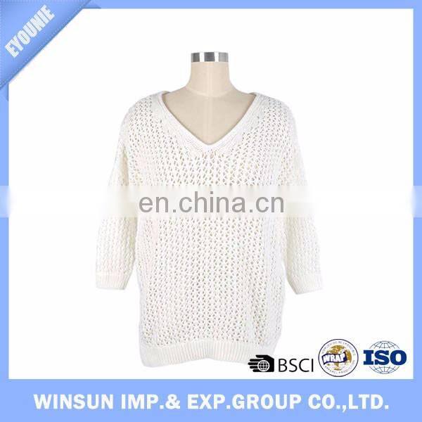 Winsun 2016 Girls Fashionable Oversized V-Neck Pullover