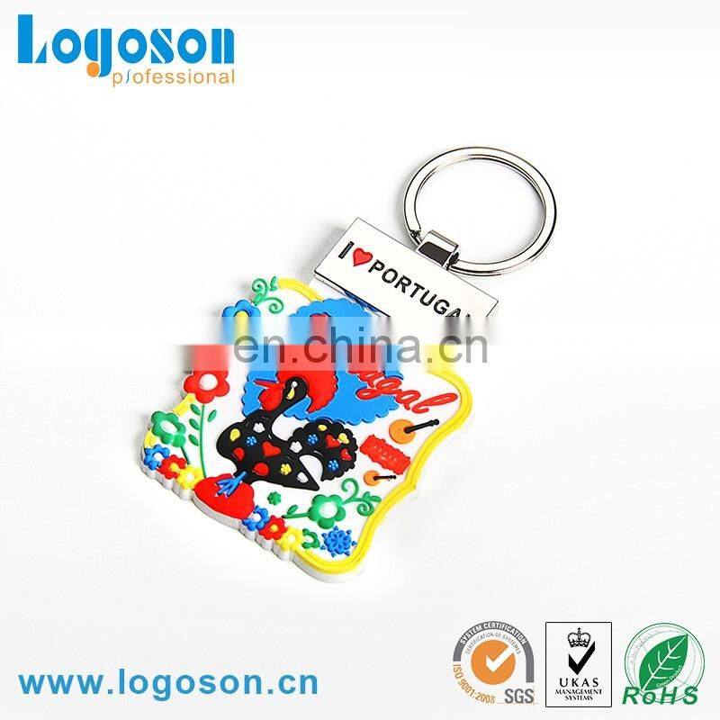2016 top quality novelty souvenir custom design rubber keychain