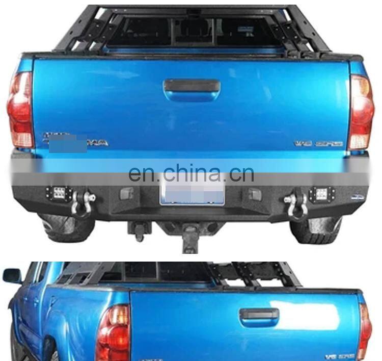 For Tacoma 2005-2015 Textured Steel Rear Bumper With LED Lights & D-rings