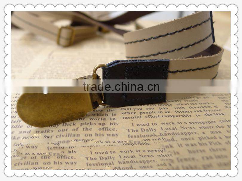 New man leather clips suspender