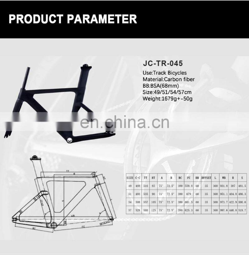 Modify Luxury Matt Black Carbon Fiber Track Bicycle Frame Bike Frameset with Stem for BSA