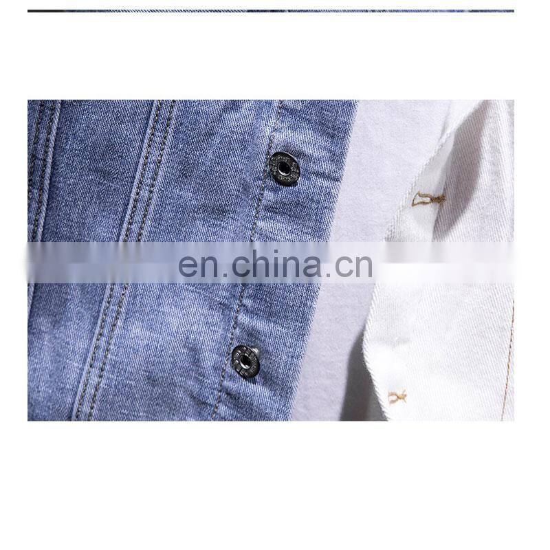 ustomized plus size men's jackets Korean style slim casual color matching male hip-hop denim jacket