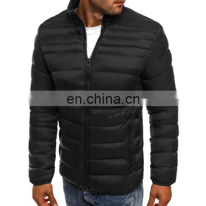 2021 winter new men's pure color simple stand-up collar cotton-padded clothes fashion men's casual cotton-padded clothes