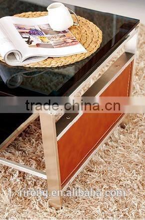 Foshan china glass coffee table stainless steel legs