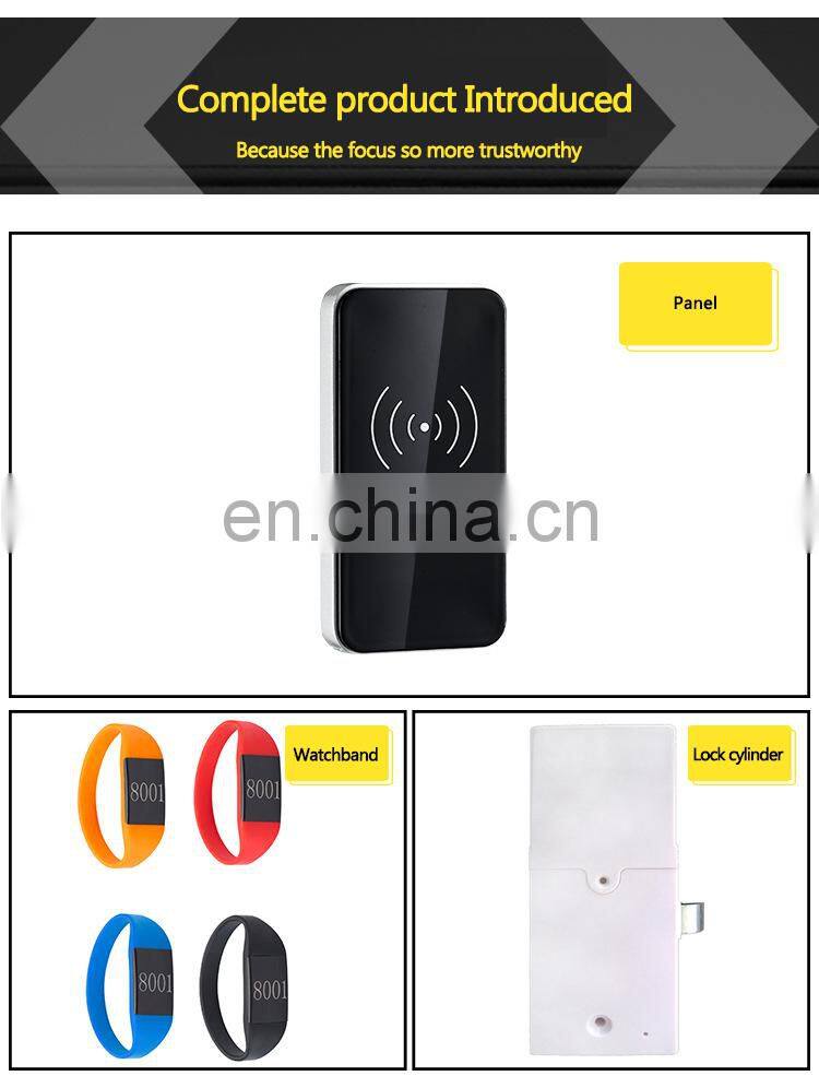 Digital rfid locker lock with wristband key card for golf spa gym swimming pool sauna bathroom panel cabinet lock