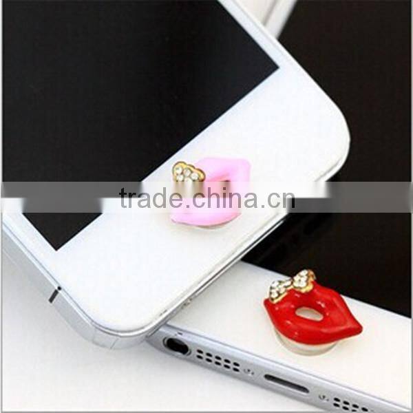 Cute Diamond Red Lips Button Stickers for iPhone 5s Stickers