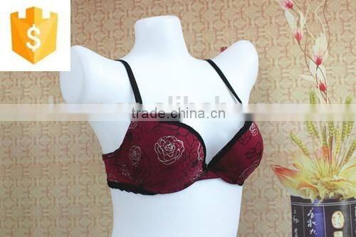 2016 sexy fuchsia/black flower pattern under bra