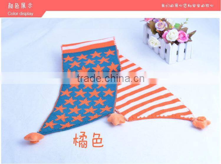 Wholesale Star and Striped Pom Pom Ball Tassel Winter Warm Keeping Acrylic Fashion Boys Girls Baby Knitted Scarf