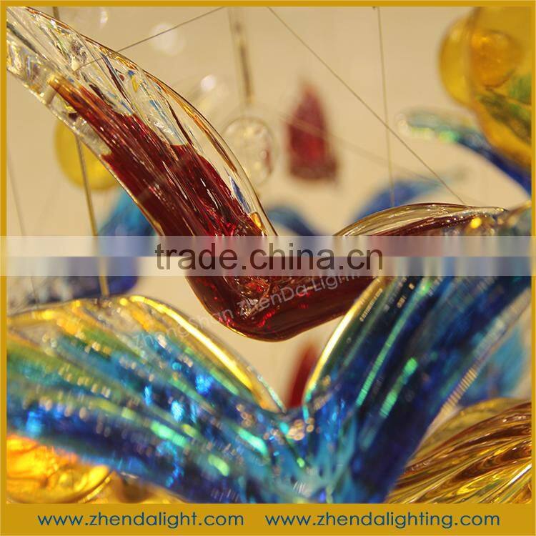 China hand blown glass chandelier decoration & Color glazed chandelier for hotel lobby