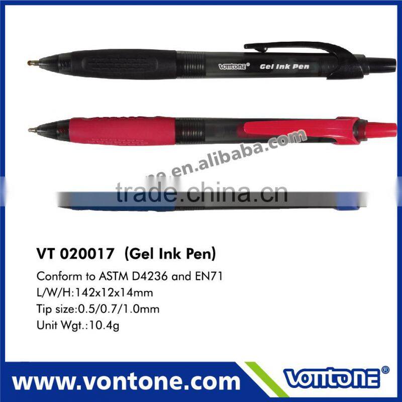 High quality retractable gel ink pen for promotion