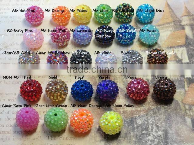 Various size Resin Rhinestone Ball beads Chunky for Jewerly Chunky Kids Necklace Jewelry