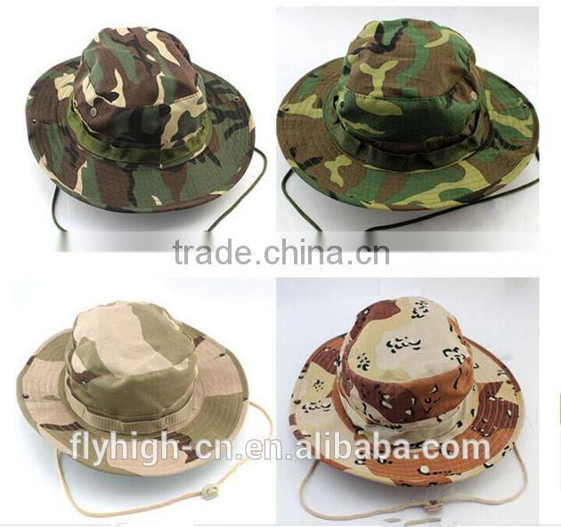 High Quality Logo Outdoor Cotton Camouflage Bucket Hat