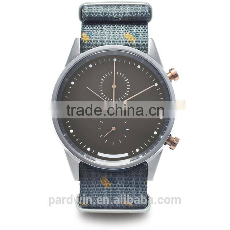 Sport designed watch japan chronograph quartz movement stainless steel case 10ATM water resistance black leather wristband