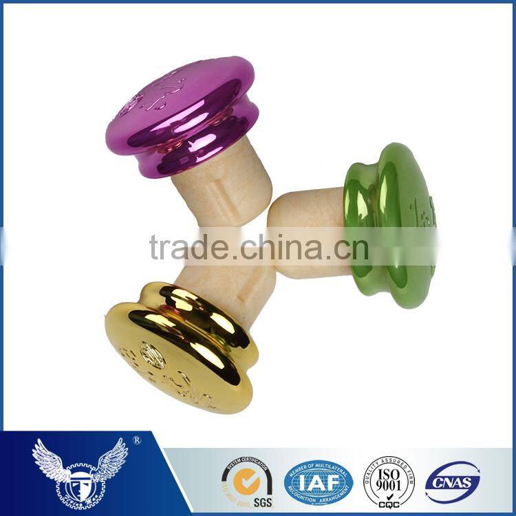 Gold color plastic cap synthetic cork SGS FDA certificates for whisky rum vokda brand bottles