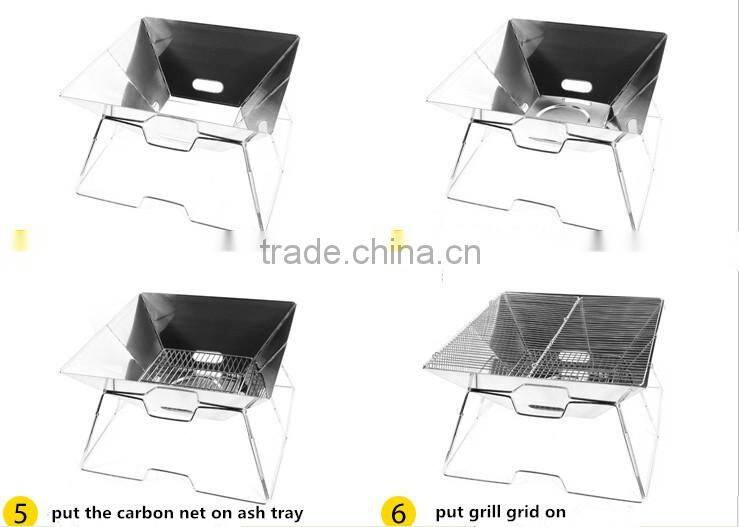outdoor stainless steel foldable picnic charcoal BBQ stove