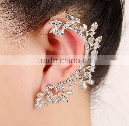 >> SW16420 new arrival Fashionable crystal leaf cuff earrings/