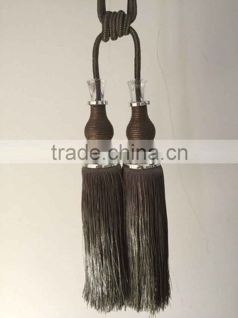 Curtain accessories wholesale tassels polyester material curtain tiebacks with crystal bead
