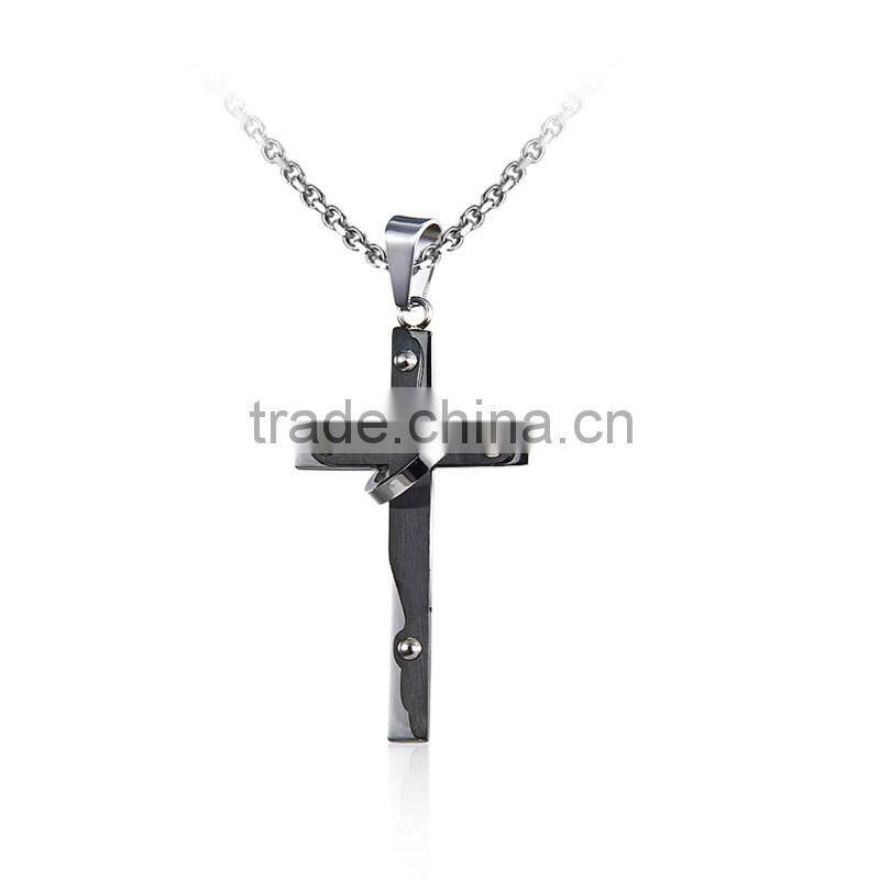 DAIHE stainless steel christian cross simple gold pendant design