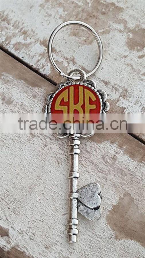 Personalized Engraved Monogram Stainless Steel Tassel Keychain