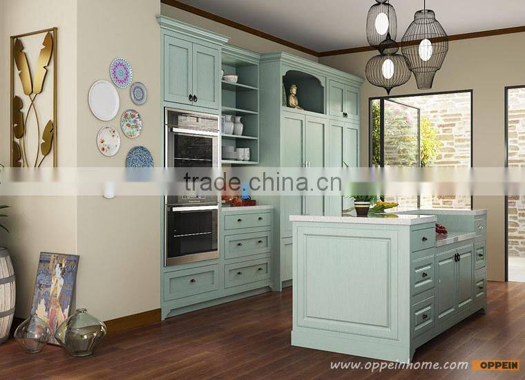 Indonesia Project Modern Style Light Green PVC Kitchen Cabinet