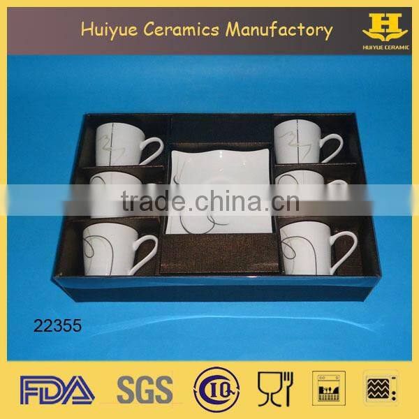 porcelain espress set, espresso set with decal