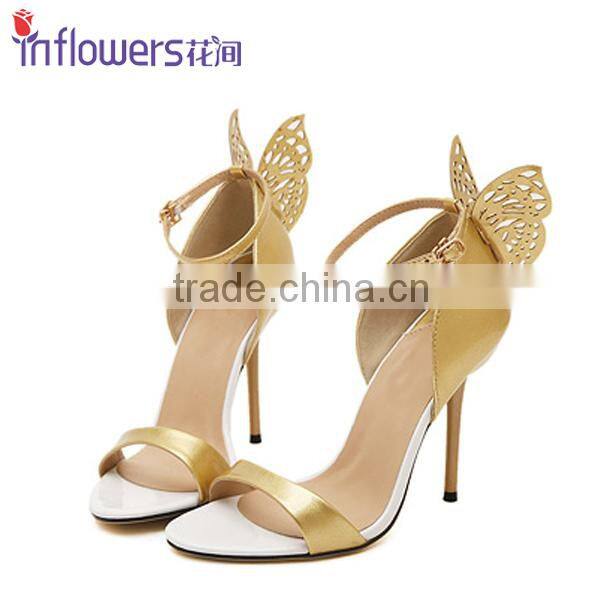 Back butterfly ankle strap fashion lady dress shoes,girls high heels