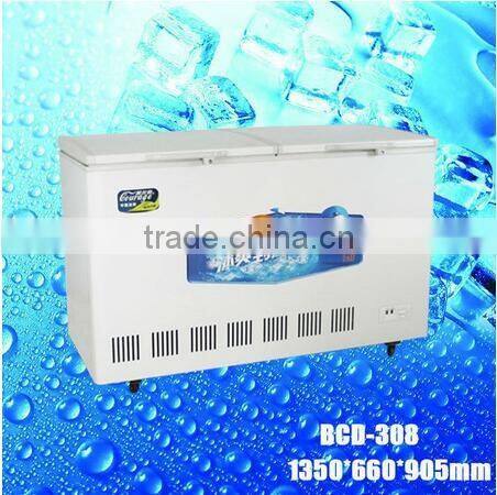 BCD-308 Top open double door temp. freezer,dual temp control upright freezer