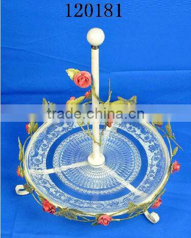 Decorative 3 tier crystal dessert plate cake stand