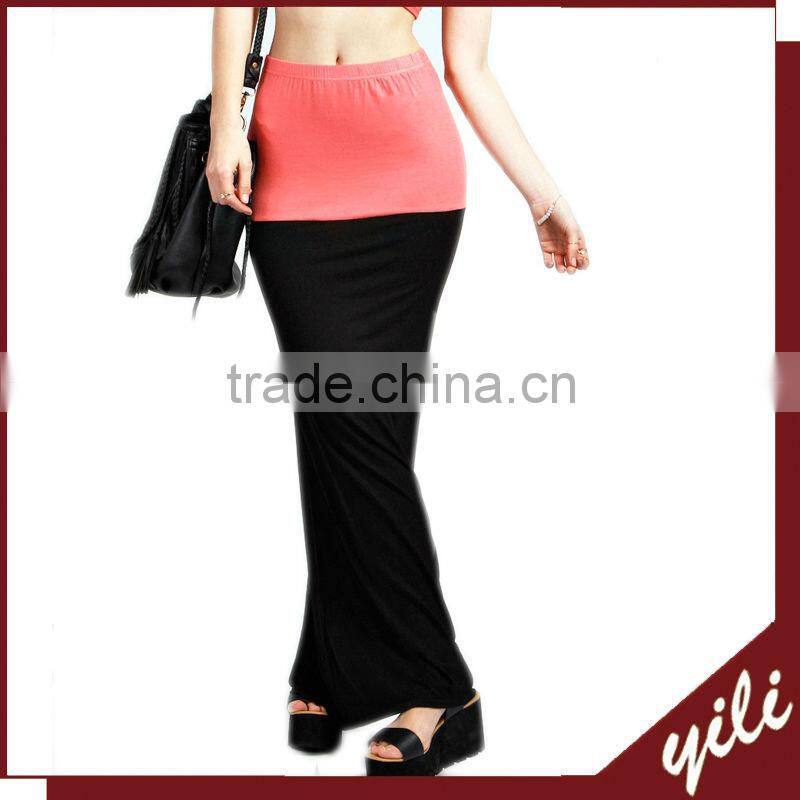 contrast color cotton jersey indian long skirts