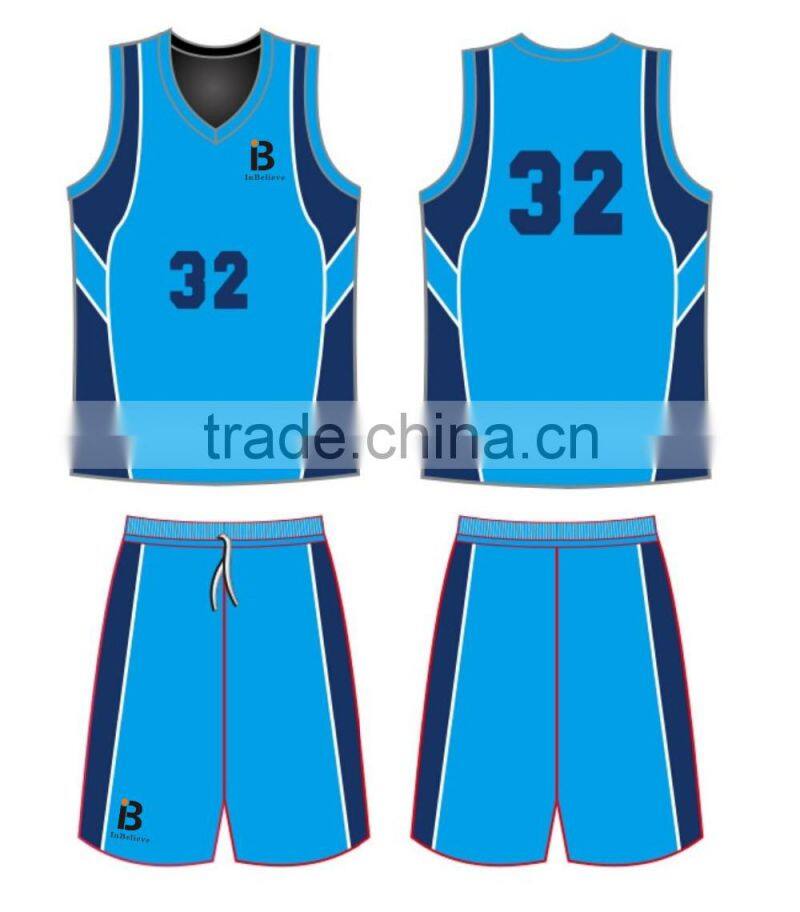 Custom hot sale good quality blue pro team basketball uniforms