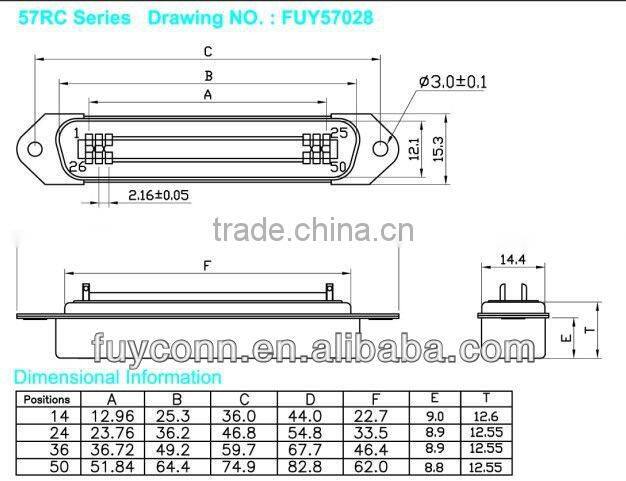 50 Way Solder cup contact PBT Connection Connector Male Plug Type 25 pair DDK Ribbon Header