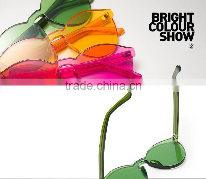 2016 Wholesale Rimless Sunglasses Women Brand Designer Cat Eye Shades Round Sun glasses Eyewear Integrated Lens UV400 CC0566