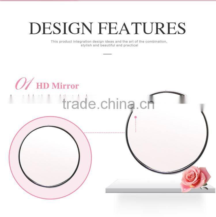 Round metal chrome plated suction mirror