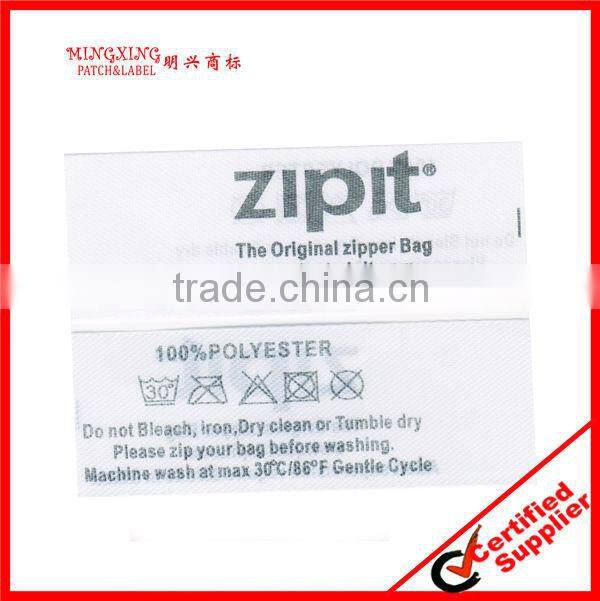 polyester satin garment care label