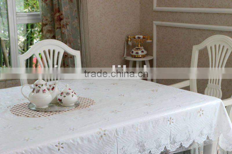 anti slip waterproof table cover,PVC color brown lace table cloth