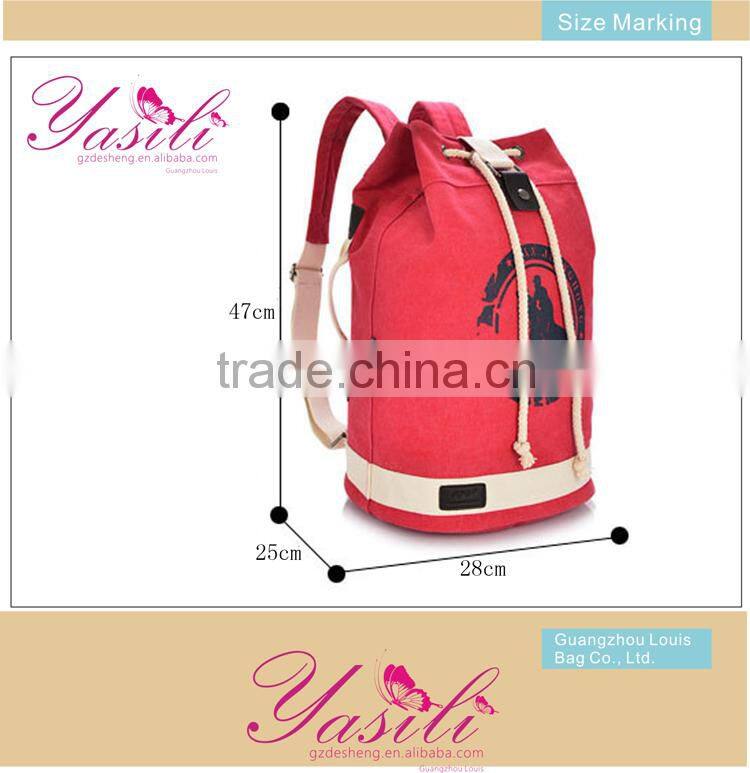 2014 multiple color red round canvas economy drawstring rucksack, cheap drawstring rucksack backpack in Guangzhou