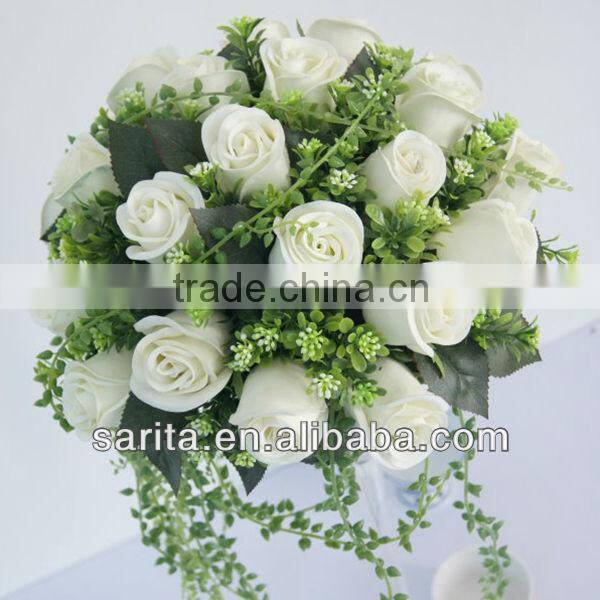 hot sale artificial real touch wedding dress white rose