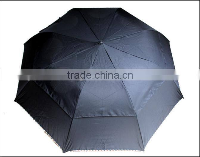 Umbrella Folding Fibereglass ribs vented canopy wood style handle