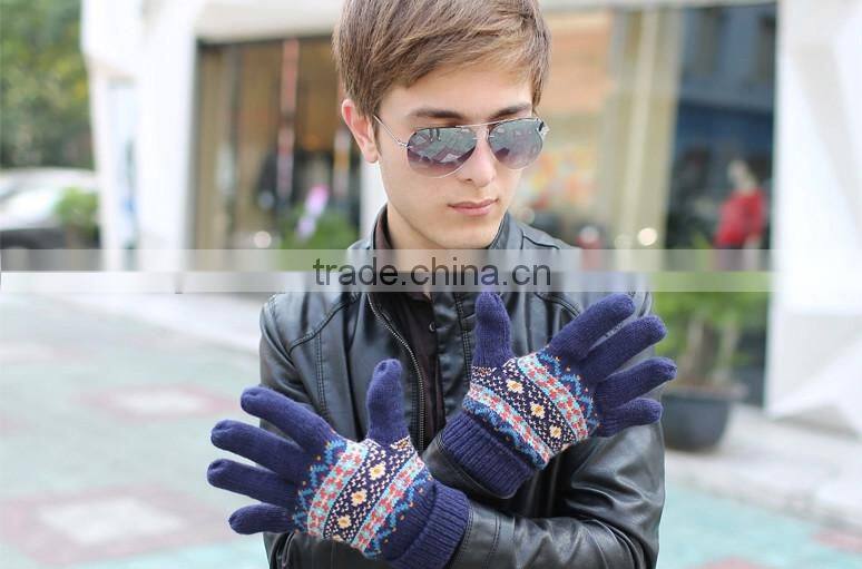 2015 new design winter warm Double pile thickening knitted men's glove