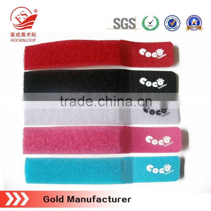 hot sale magic tape cable tie colorful hook and loop battery ties with logo print