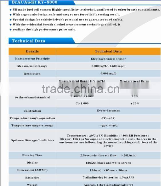 Cheetah No. 2 KY-8200 alcohol detector, practical rapid test