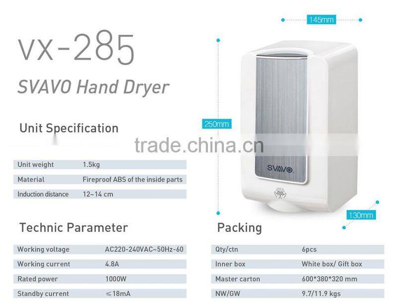 V-285 High Speed automatic hand dryer,hand blow dryers at a big sale