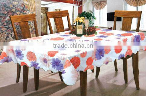printed 52" round Vinyl table cloth with flannel backing, cheap price and good quality table cover