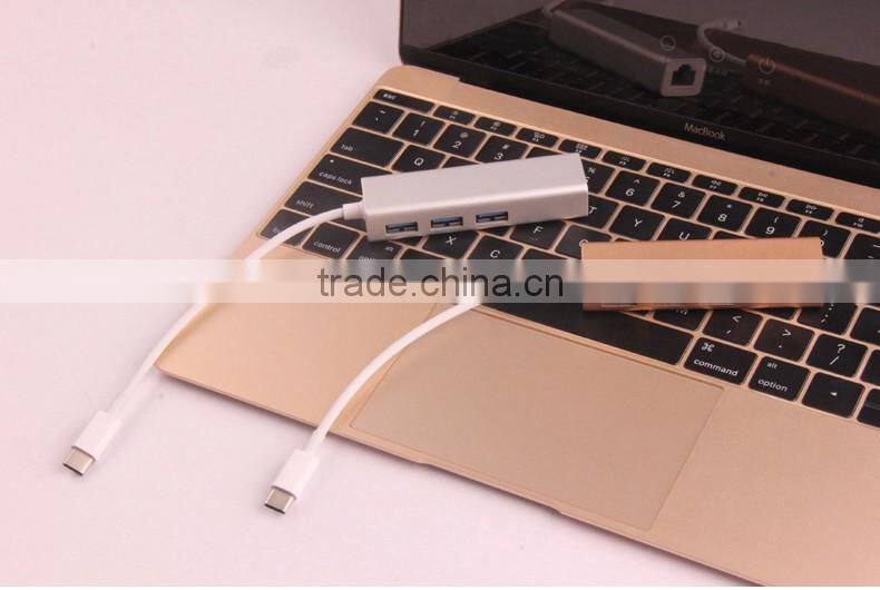USB3.1 Type-C USB-C to RJ45 Ethernet LAN Adapter With 3 PortUSB Hub for notebook