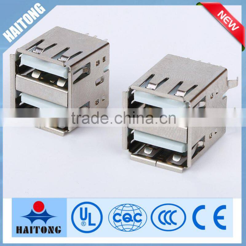 A type of 180 degree usb 3.0 female connector double-deck female USB connector