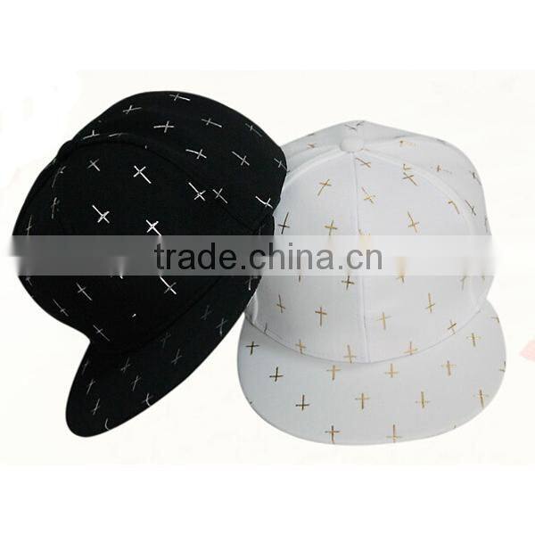 white cotton flat brim snap back blank hat