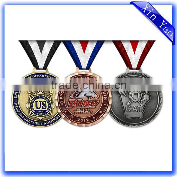 Zinc alloy customized metal medal ribbon