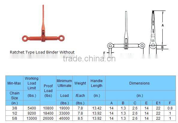 ratchet type Load Binder without grab hook