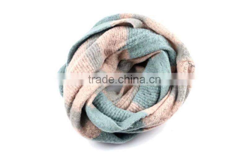 Top trend striped knitted infinity scarf / loop scarf yarn / knitted scarf