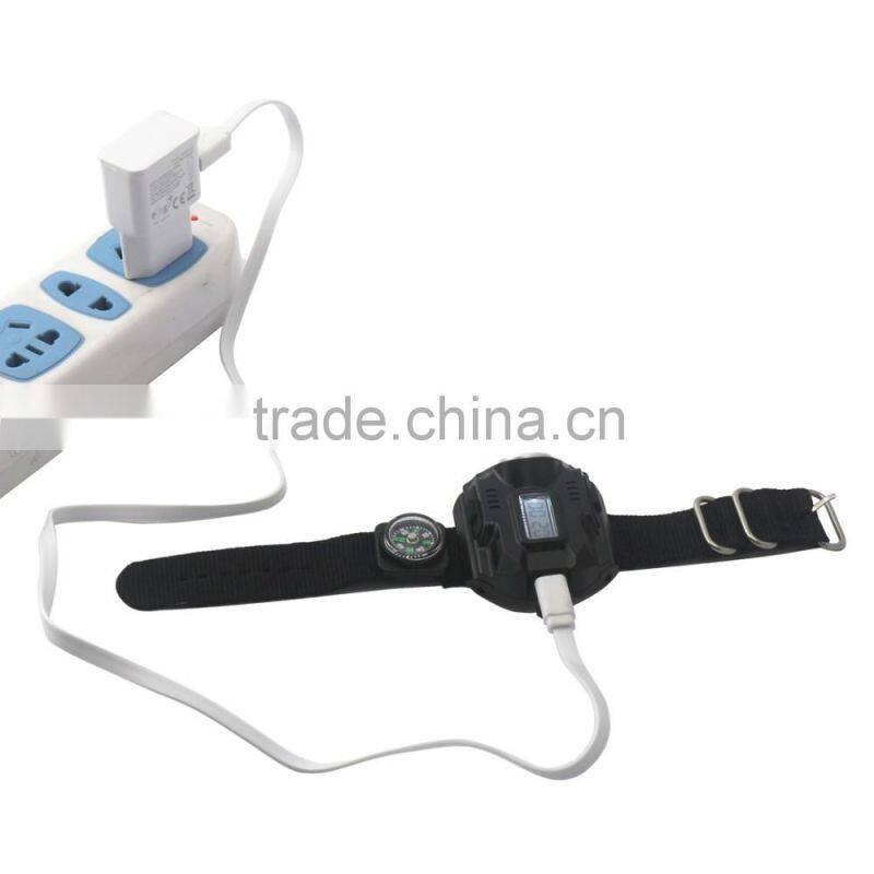 Outdoor Compass Flashlight Torch Lamp Light LED Date Display Wrist Watch Lamp